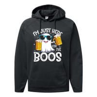 IM Just Here For The Boos Funny Halloween Ghost Performance Fleece Hoodie