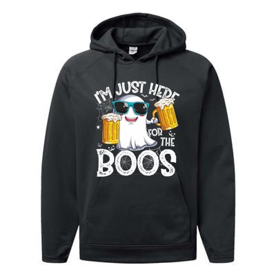 IM Just Here For The Boos Funny Halloween Ghost Performance Fleece Hoodie