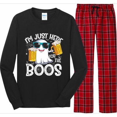 IM Just Here For The Boos Funny Halloween Ghost Long Sleeve Pajama Set