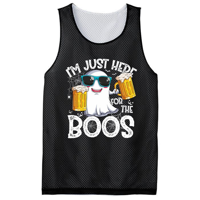 IM Just Here For The Boos Funny Halloween Ghost Mesh Reversible Basketball Jersey Tank