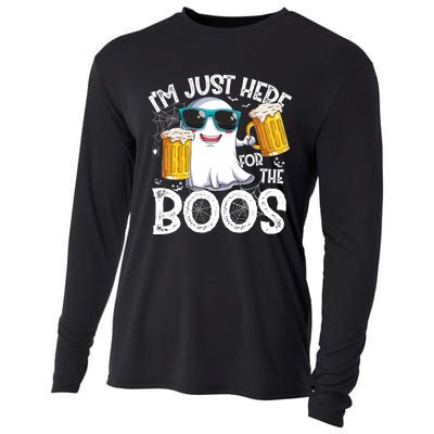 IM Just Here For The Boos Funny Halloween Ghost Cooling Performance Long Sleeve Crew