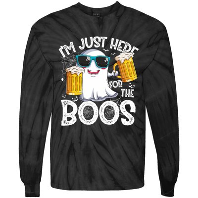 IM Just Here For The Boos Funny Halloween Ghost Tie-Dye Long Sleeve Shirt