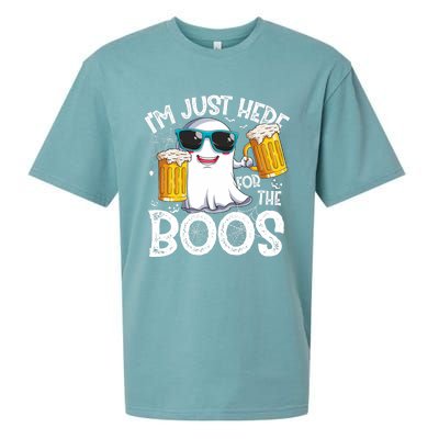 IM Just Here For The Boos Funny Halloween Ghost Sueded Cloud Jersey T-Shirt