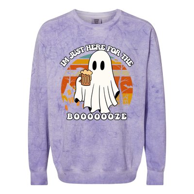 IM Just Here For The Booze Funny Halloween Beer Lover Ghost Colorblast Crewneck Sweatshirt