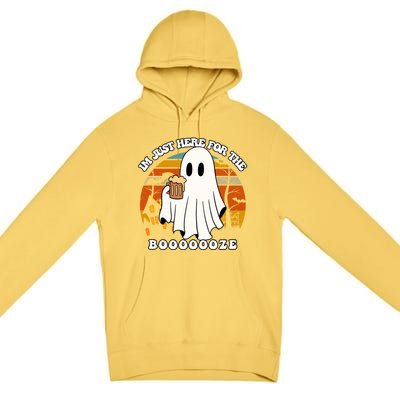 IM Just Here For The Booze Funny Halloween Beer Lover Ghost Premium Pullover Hoodie