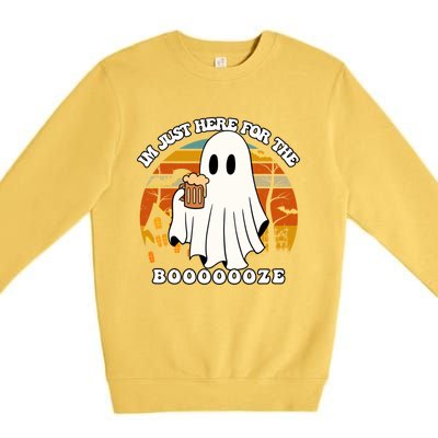 IM Just Here For The Booze Funny Halloween Beer Lover Ghost Premium Crewneck Sweatshirt