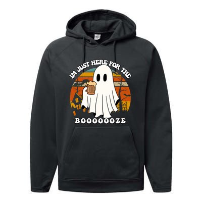 IM Just Here For The Booze Funny Halloween Beer Lover Ghost Performance Fleece Hoodie