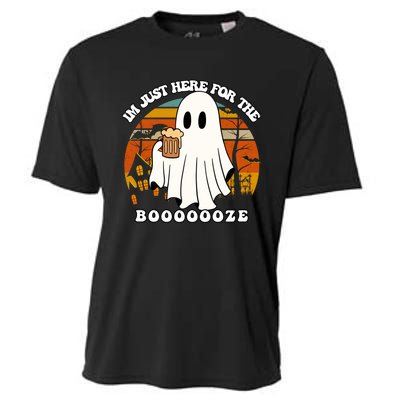 IM Just Here For The Booze Funny Halloween Beer Lover Ghost Cooling Performance Crew T-Shirt