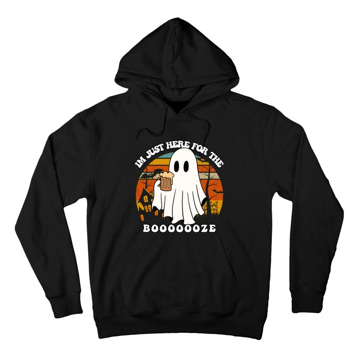 IM Just Here For The Booze Funny Halloween Beer Lover Ghost Hoodie