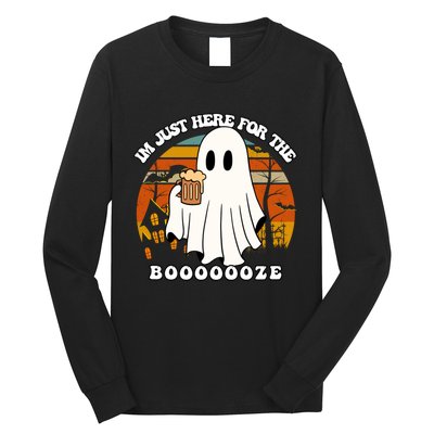 IM Just Here For The Booze Funny Halloween Beer Lover Ghost Long Sleeve Shirt