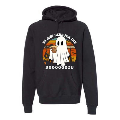 IM Just Here For The Booze Funny Halloween Beer Lover Ghost Premium Hoodie