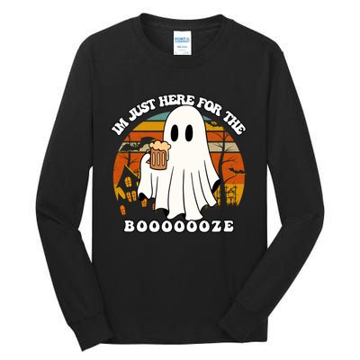 IM Just Here For The Booze Funny Halloween Beer Lover Ghost Tall Long Sleeve T-Shirt