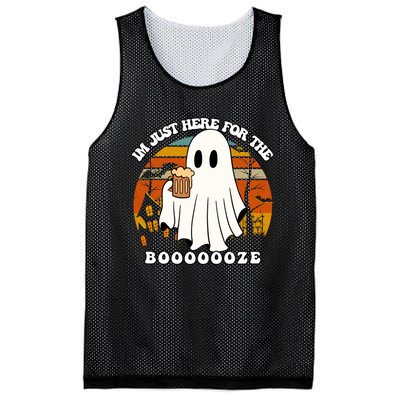 IM Just Here For The Booze Funny Halloween Beer Lover Ghost Mesh Reversible Basketball Jersey Tank