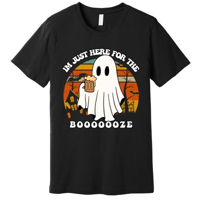 IM Just Here For The Booze Funny Halloween Beer Lover Ghost Premium T-Shirt