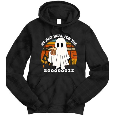 IM Just Here For The Booze Funny Halloween Beer Lover Ghost Tie Dye Hoodie