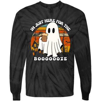 IM Just Here For The Booze Funny Halloween Beer Lover Ghost Tie-Dye Long Sleeve Shirt