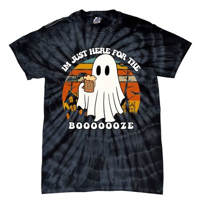 IM Just Here For The Booze Funny Halloween Beer Lover Ghost Tie-Dye T-Shirt