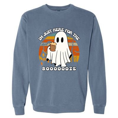 IM Just Here For The Booze Funny Halloween Beer Lover Ghost Garment-Dyed Sweatshirt