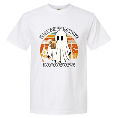 IM Just Here For The Booze Funny Halloween Beer Lover Ghost Garment-Dyed Heavyweight T-Shirt