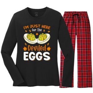 IM Just Here For The Deviled Eggs Women's Long Sleeve Flannel Pajama Set 