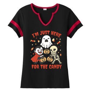 I'm Just Here For The Candy Halloween Costume Funny Ladies Halftime Notch Neck Tee