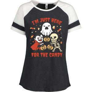 I'm Just Here For The Candy Halloween Costume Funny Enza Ladies Jersey Colorblock Tee