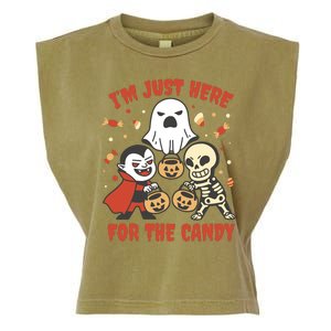 I'm Just Here For The Candy Halloween Costume Funny Garment-Dyed Women's Muscle Tee