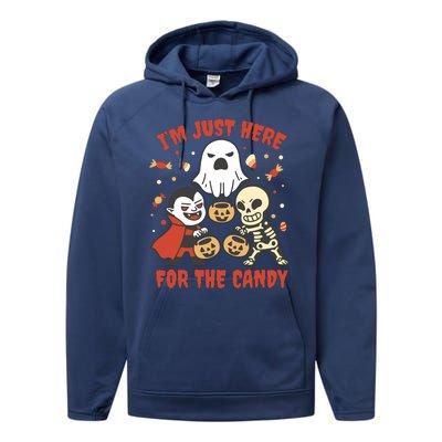 I'm Just Here For The Candy Halloween Costume Funny Performance Fleece Hoodie