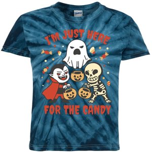 I'm Just Here For The Candy Halloween Costume Funny Kids Tie-Dye T-Shirt