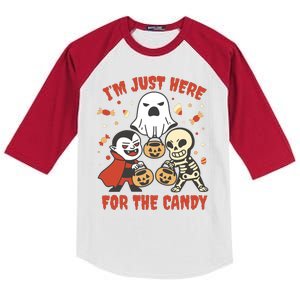 I'm Just Here For The Candy Halloween Costume Funny Kids Colorblock Raglan Jersey