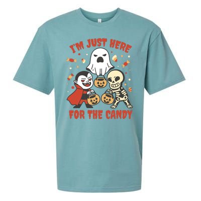 I'm Just Here For The Candy Halloween Costume Funny Sueded Cloud Jersey T-Shirt