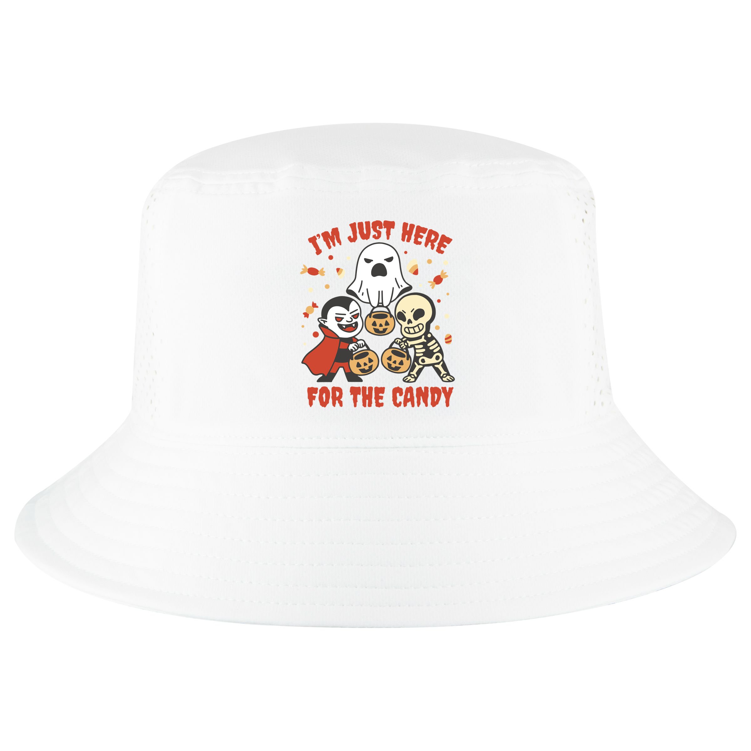 I'm Just Here For The Candy Halloween Costume Funny Cool Comfort Performance Bucket Hat
