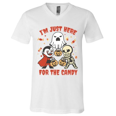I'm Just Here For The Candy Halloween Costume Funny V-Neck T-Shirt