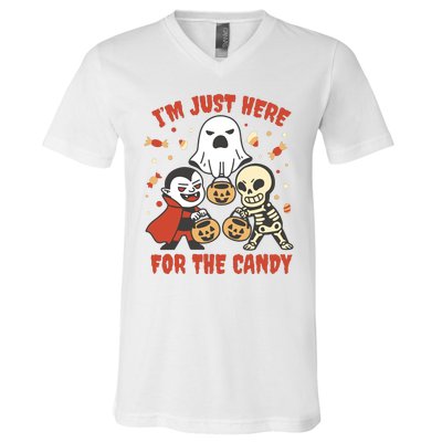 I'm Just Here For The Candy Halloween Costume Funny V-Neck T-Shirt