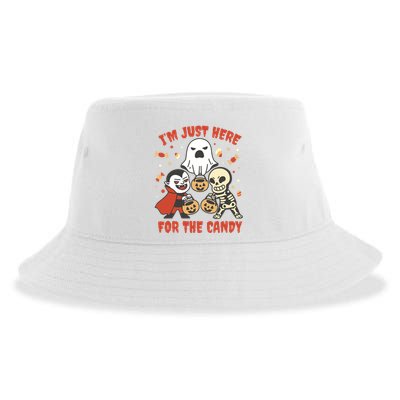 I'm Just Here For The Candy Halloween Costume Funny Sustainable Bucket Hat