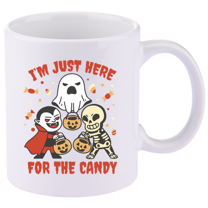 I'm Just Here For The Candy Halloween Costume Funny 11oz C Handle Ceramic Mug