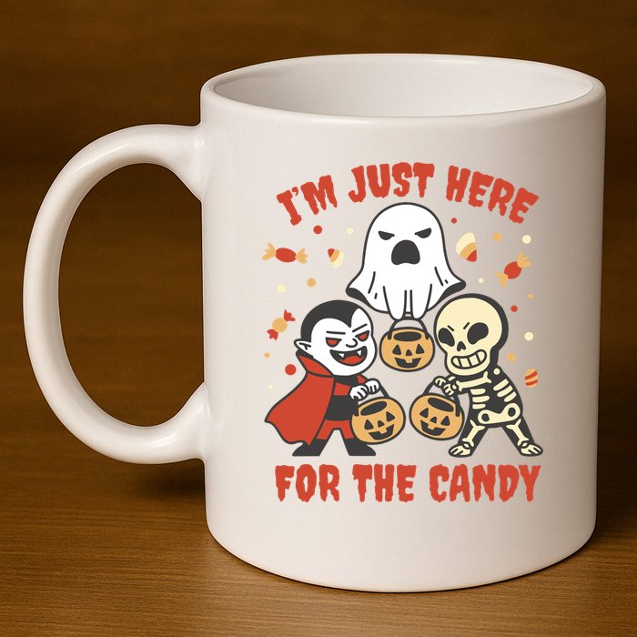 I'm Just Here For The Candy Halloween Costume Funny 11oz C Handle Ceramic Mug