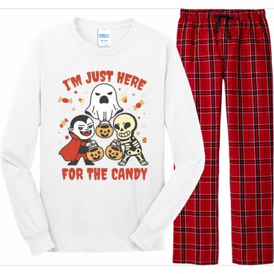 I'm Just Here For The Candy Halloween Costume Funny Long Sleeve Pajama Set