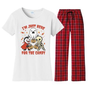 I'm Just Here For The Candy Halloween Costume Funny Women's Flannel Pajama Set