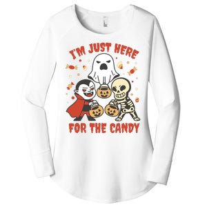 I'm Just Here For The Candy Halloween Costume Funny Women's Perfect Tri Tunic Long Sleeve Shirt