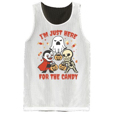 I'm Just Here For The Candy Halloween Costume Funny Mesh Reversible Basketball Jersey Tank