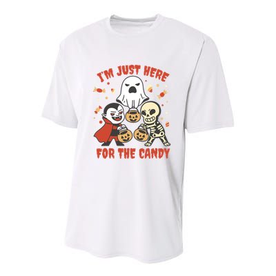 I'm Just Here For The Candy Halloween Costume Funny Youth Performance Sprint T-Shirt