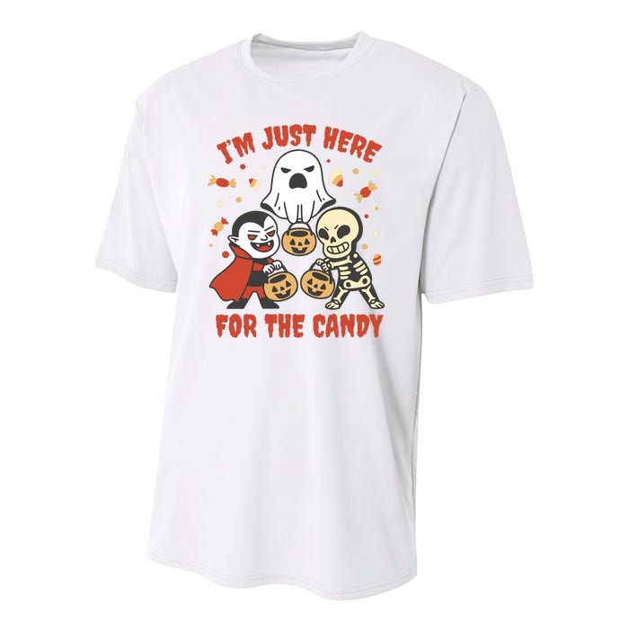 I'm Just Here For The Candy Halloween Costume Funny Youth Performance Sprint T-Shirt