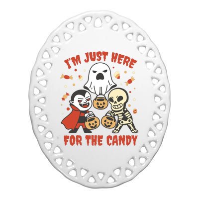 I'm Just Here For The Candy Halloween Costume Funny Ceramic Oval Ornament