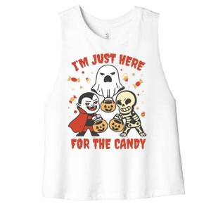 I'm Just Here For The Candy Halloween Costume Funny Women's Racerback Cropped Tank