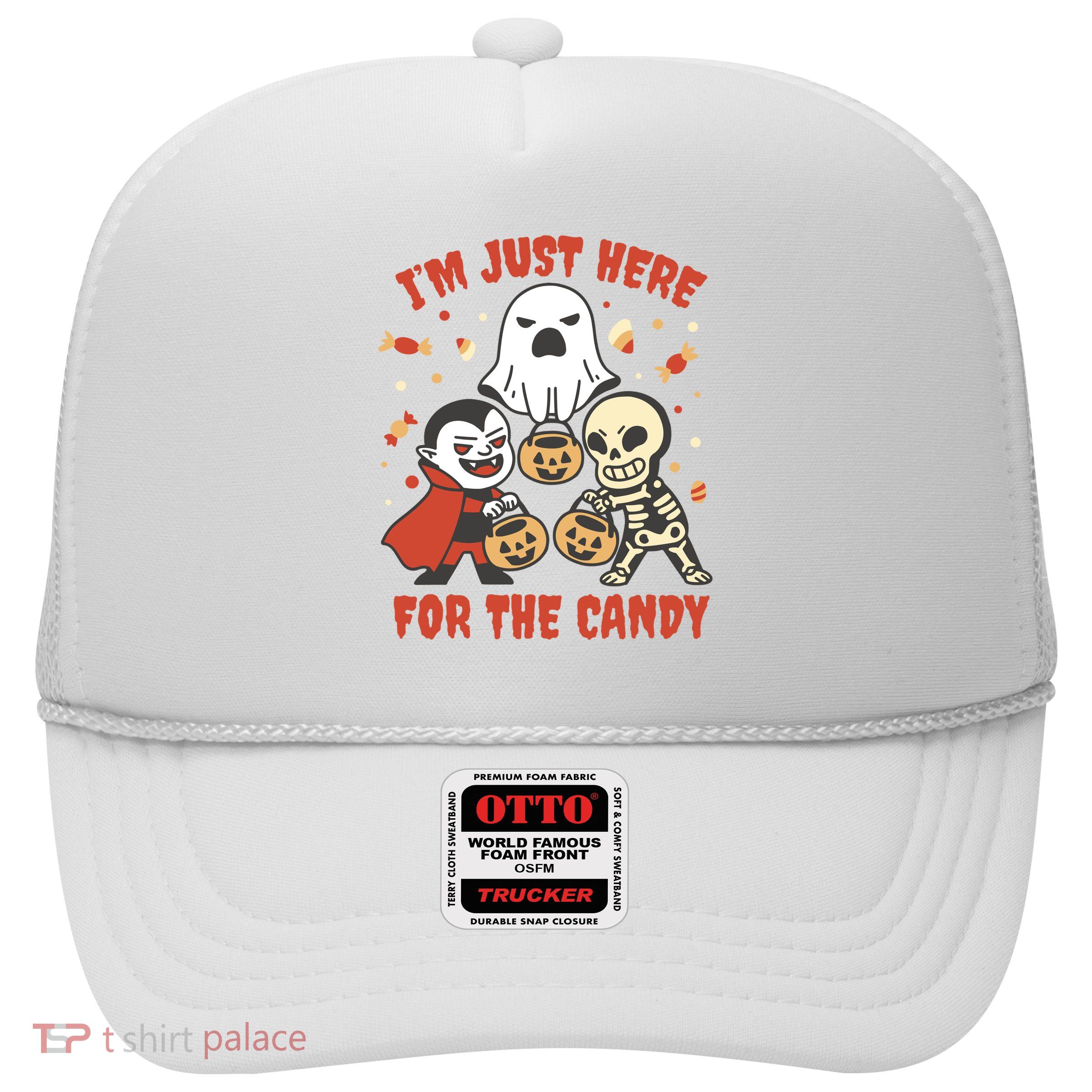 I'm Just Here For The Candy Halloween Costume Funny Trucker Hat