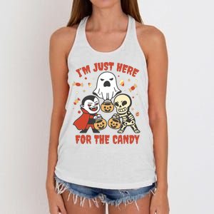 I'm Just Here For The Candy Halloween Costume Funny Women's Knotted Racerback Tank