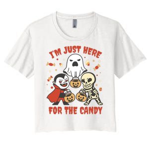 I'm Just Here For The Candy Halloween Costume Funny Women's Crop Top Tee