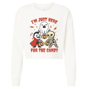 I'm Just Here For The Candy Halloween Costume Funny Cropped Pullover Crew