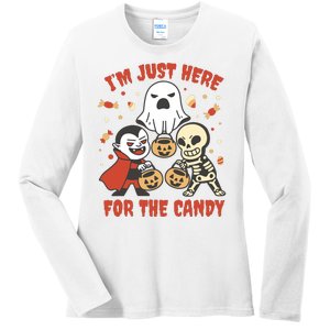 I'm Just Here For The Candy Halloween Costume Funny Ladies Long Sleeve Shirt